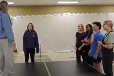  Students rehearsing for a play